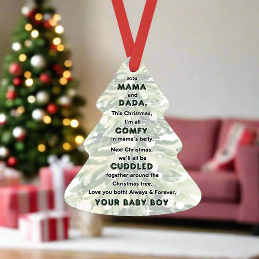 Baby Bump Christmas Tree Ornament - Personalized