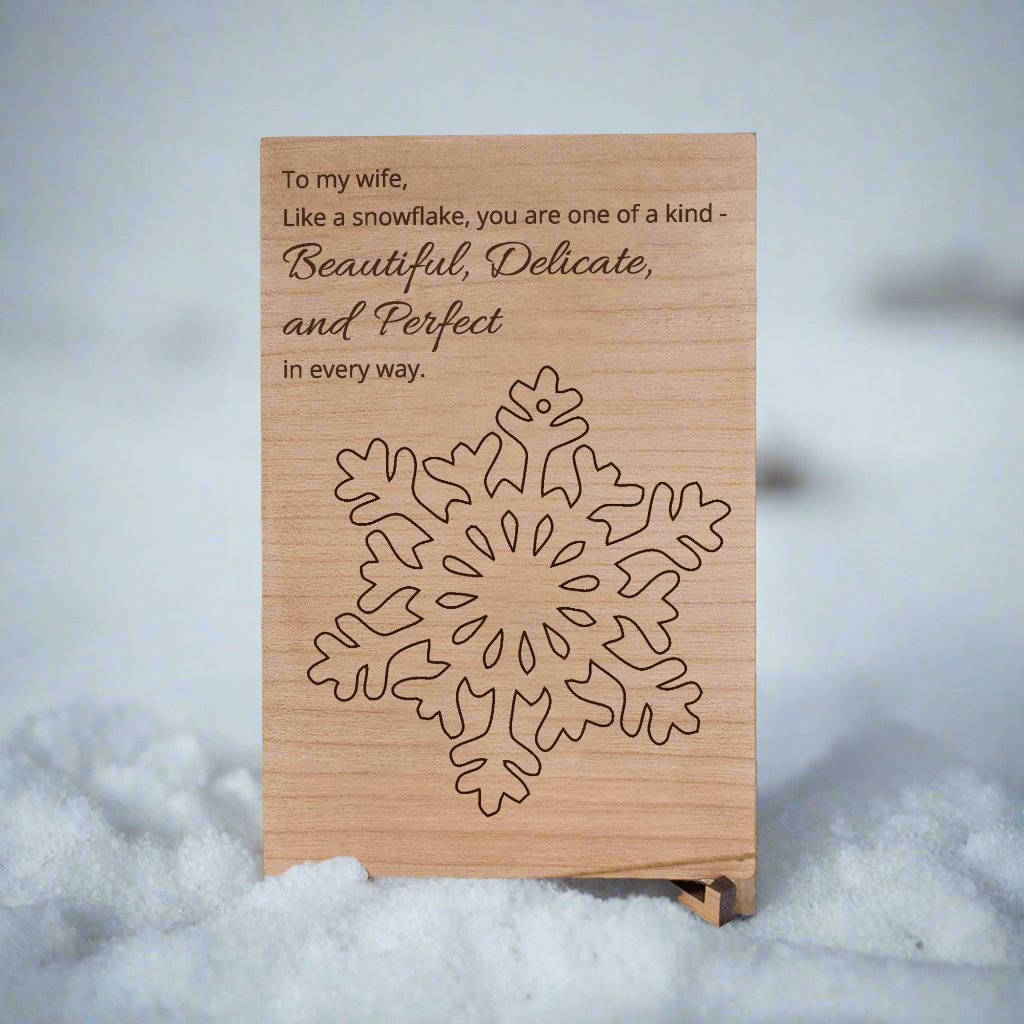 Snowflake Laser Cut Postcard and Ornament, To My Wife