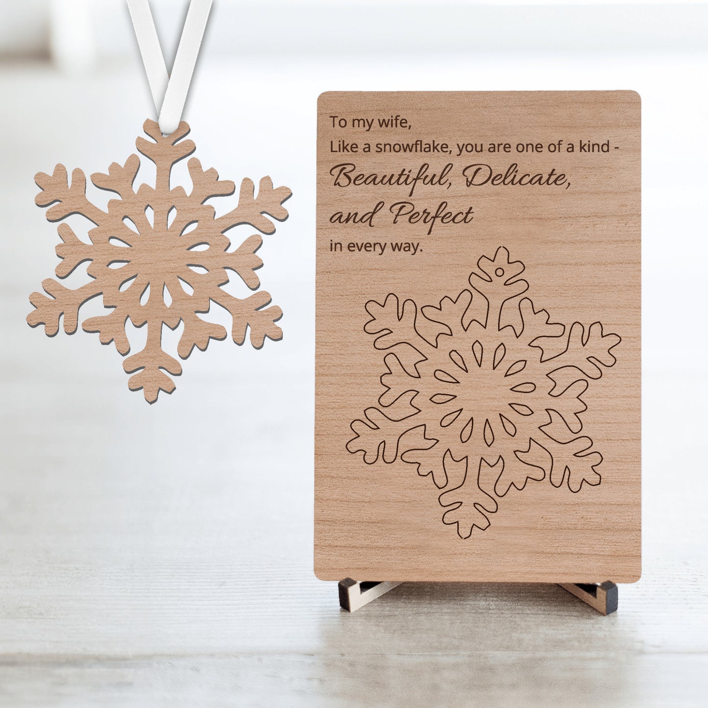 Snowflake Laser Cut Postcard and Ornament, To My Wife